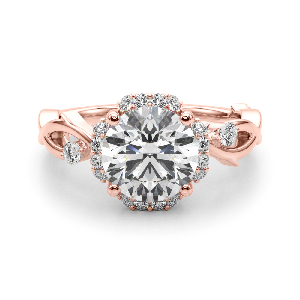 0.2 Ct Lab-Created Diamond Round Cut Celsya  Halo Engagement Rings in Silver 925