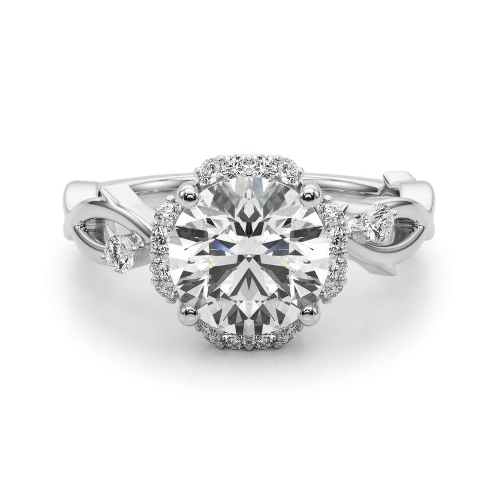 0.2 Ct Lab-Created Diamond Round Cut Celsya  Halo Engagement Rings in Silver 925
