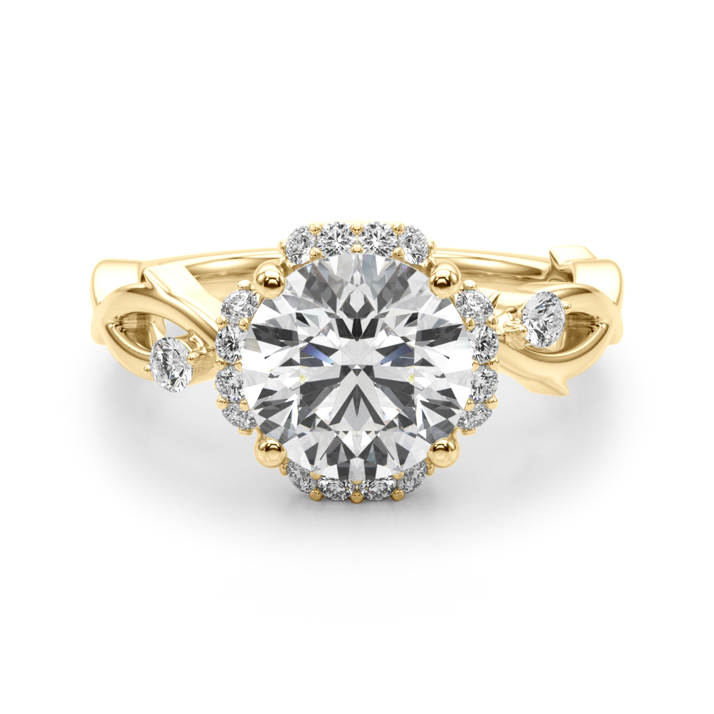 0.2 Ct Lab-Created Diamond Round Cut Celsya  Halo Engagement Rings in Silver 925