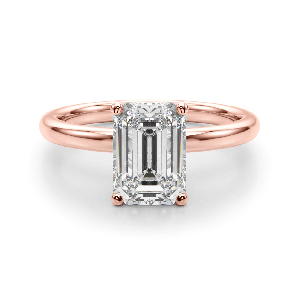 0.2 Ct Lab-Created Diamond Emerald Cut Elvina  Halo Engagement Rings in Silver 925