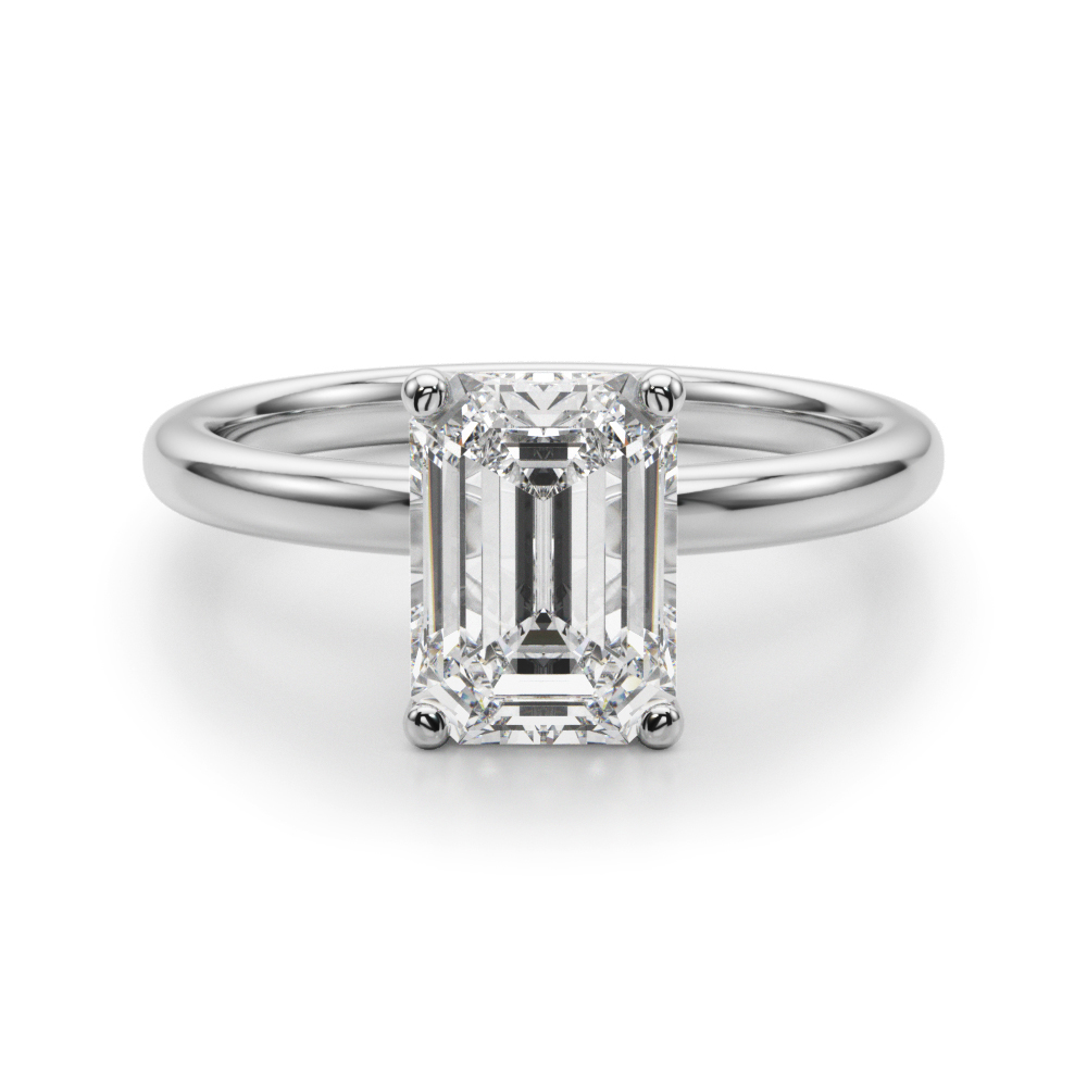 0.2 Ct Lab-Created Diamond Emerald Cut Elvina  Halo Engagement Rings in Silver 925