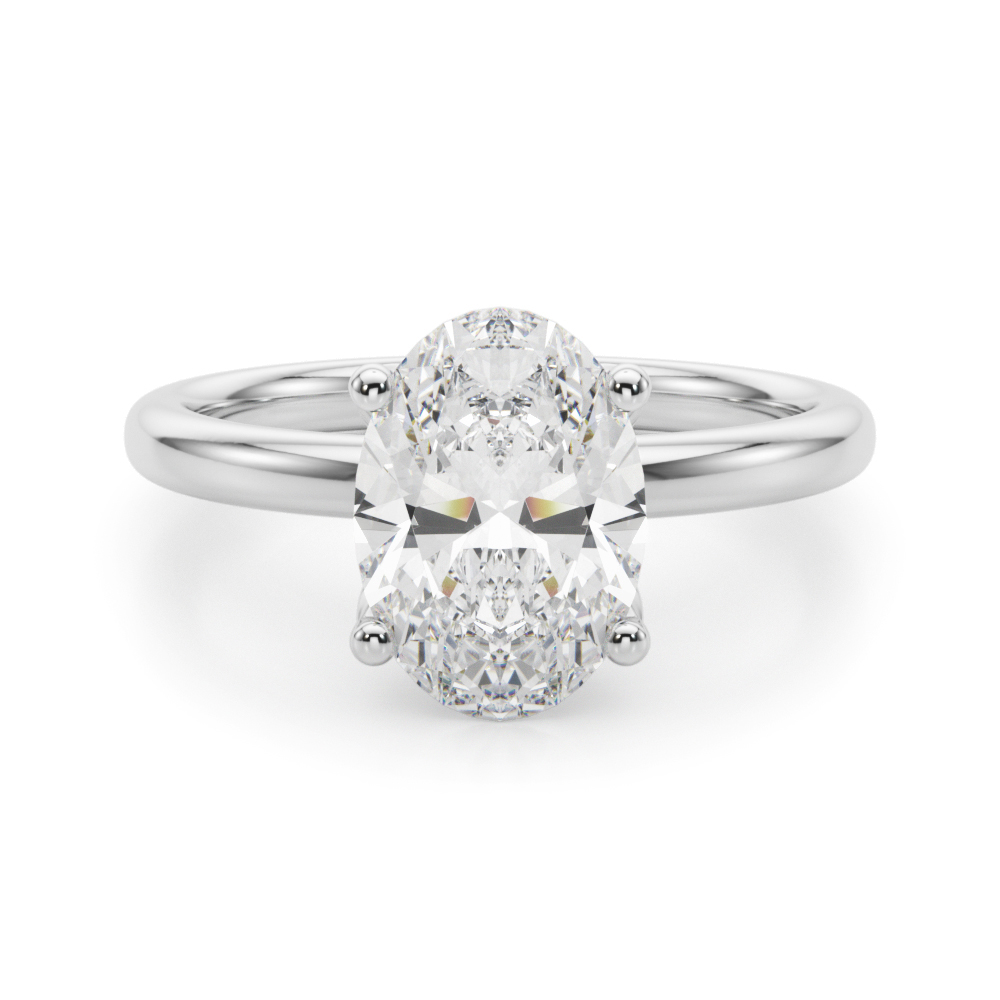 0.2 Ct Lab-Created Diamond Oval Cut Elvis  Halo Engagement Rings in Silver 925