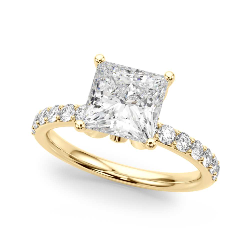 0.2 Ct Natural Diamond Princess Cut Yoli  Halo Engagement Rings in Silver 925