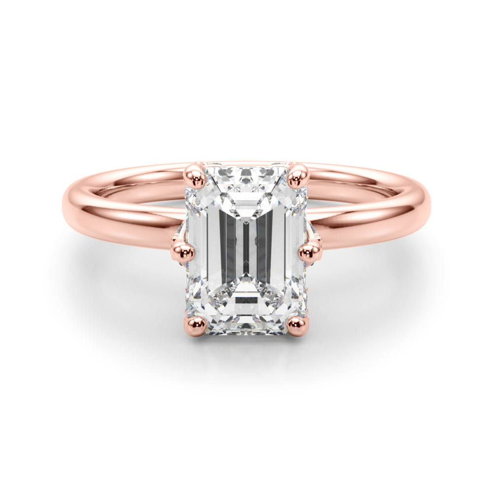 0.2 Ct Lab-Created Diamond Emerald Cut Atliza  Halo Engagement Rings in Silver 925