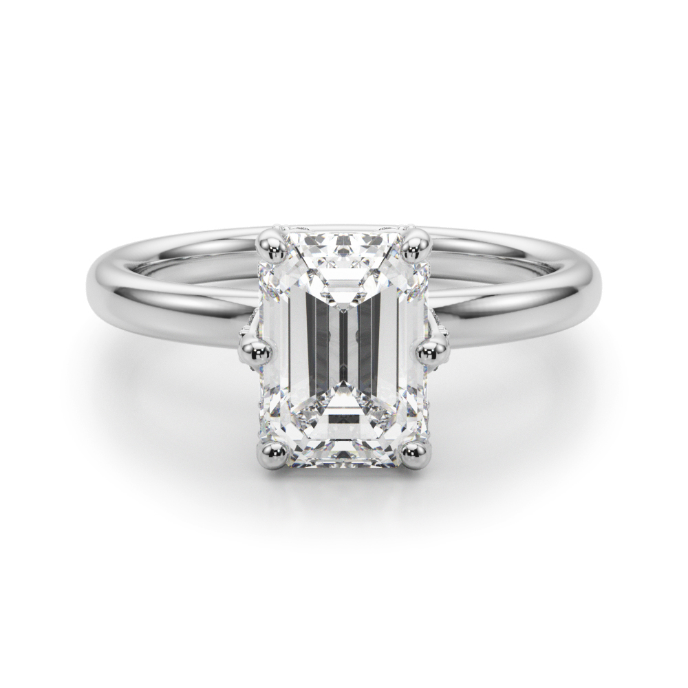 0.2 Ct Lab-Created Diamond Emerald Cut Atliza  Halo Engagement Rings in Silver 925