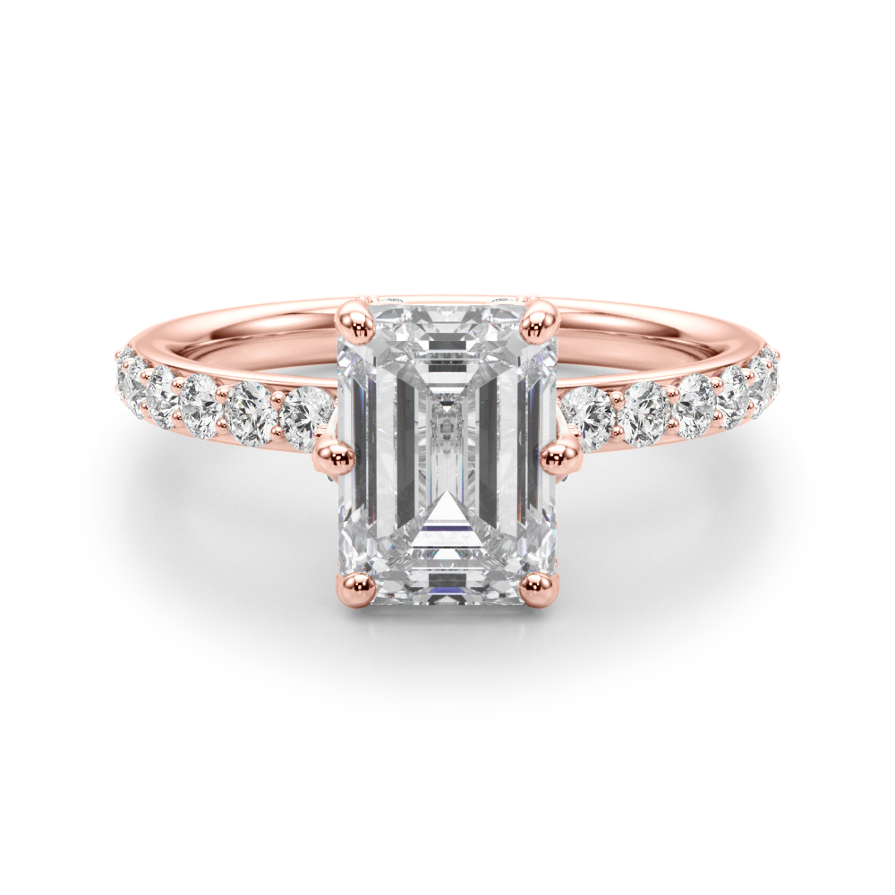 0.2 Ct Lab-Created Diamond Emerald Cut Eliza  Halo Engagement Rings in Silver 925