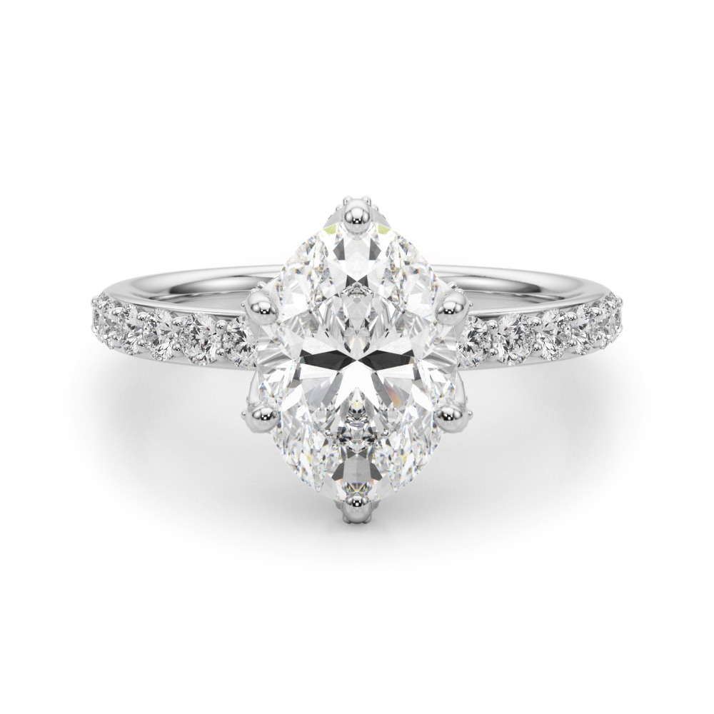 0.2 Ct Lab-Created Diamond Oval Cut Crena  Halo Engagement Rings in Silver 925