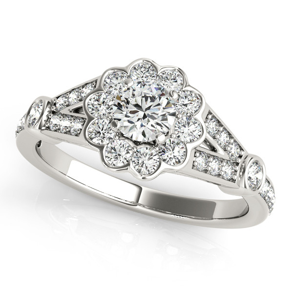0.2 Ct Natural Round Cut Julianne  Halo Diamond Rings in Silver 925