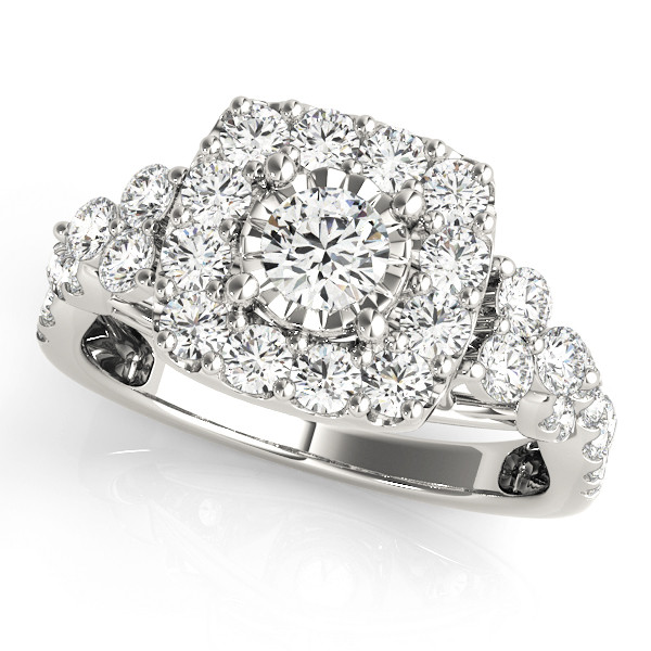 0.2 Ct Natural Round Cut Janet  Halo Diamond Rings in Silver 925