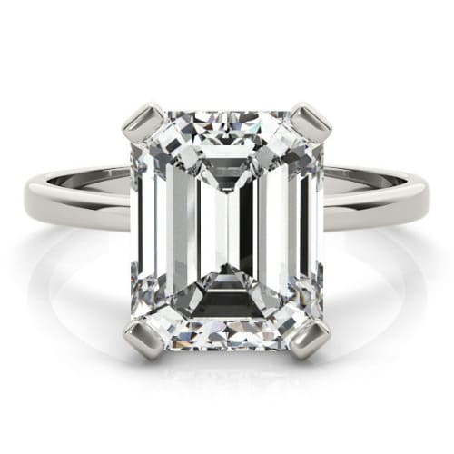 0.2 Ct Natural Emerald Cut Nelda  Solitaire Diamond Rings in Silver 925