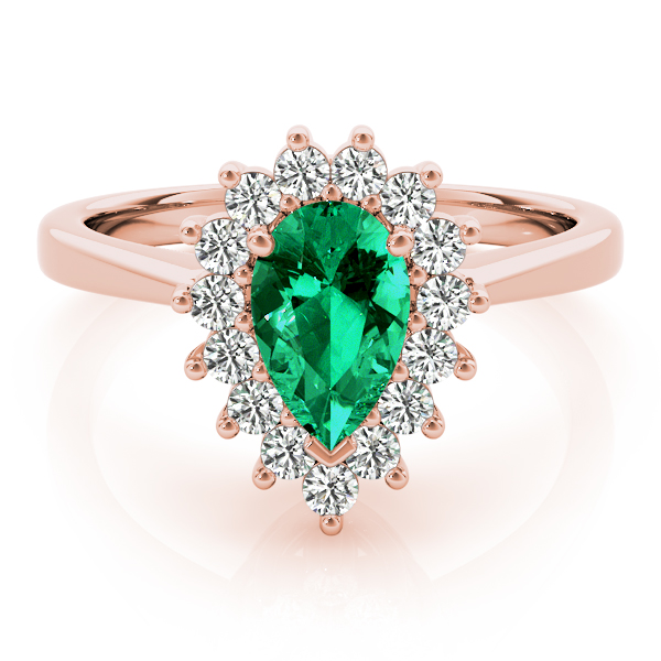 0.2 Ct Emerald Pear Cut Daniella  Halo Engagement Rings in Silver 925