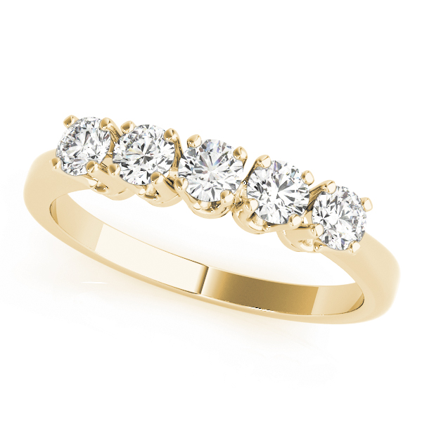 Leorenja Lab Grown Yellow Gold 4 Prong set 5 Stone Diamond Ring