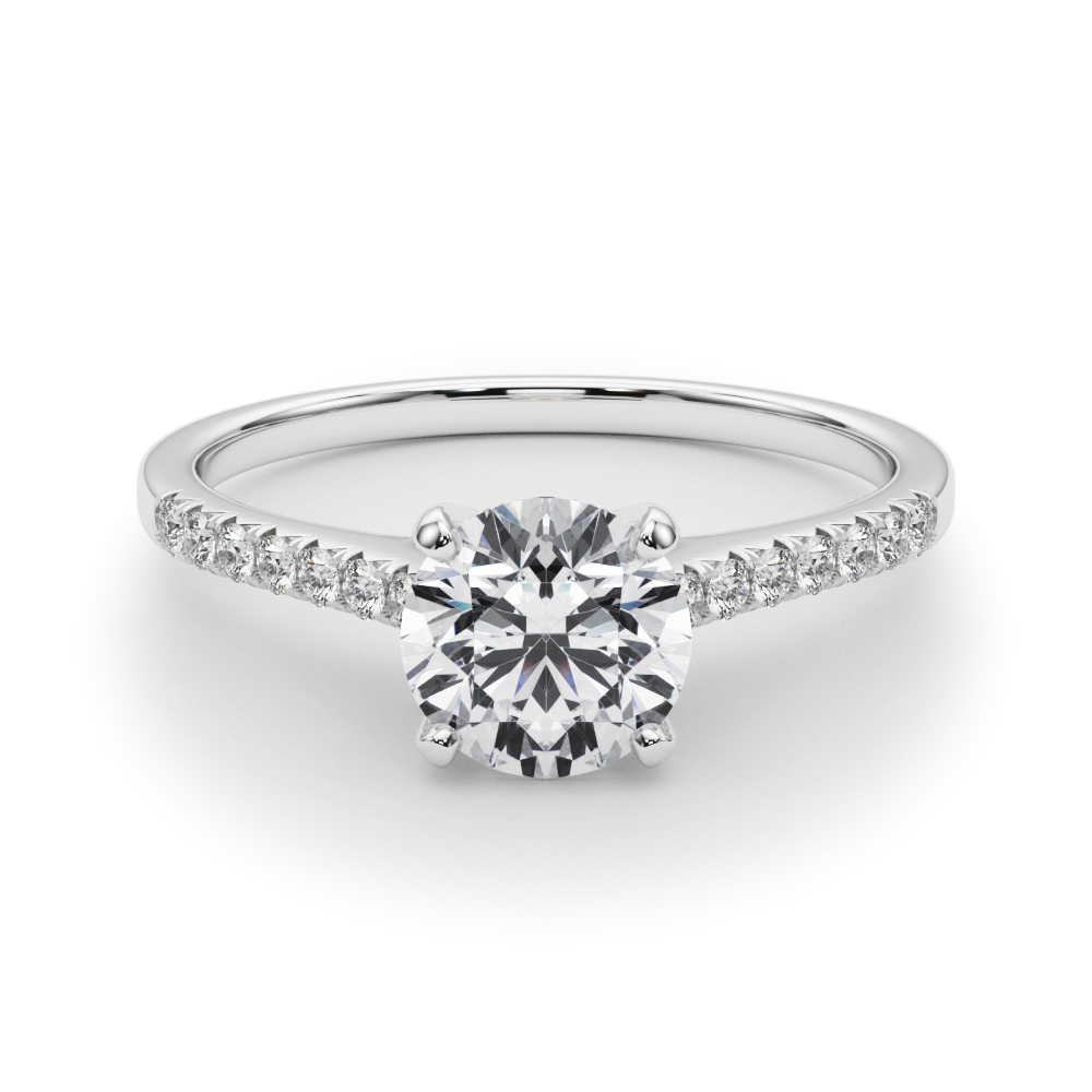 0.2 Ct Lab-Created Diamond Round Cut Nahomi  Side Stone Engagement Rings in Silver 925