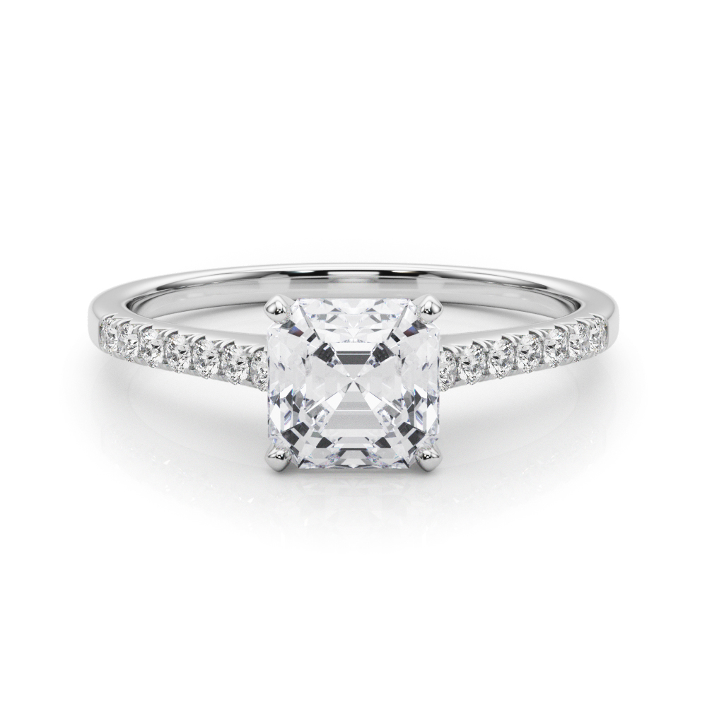 0.2 Ct Lab-Created Diamond Asscher Cut Nahomi  Halo Engagement Rings in Silver 925