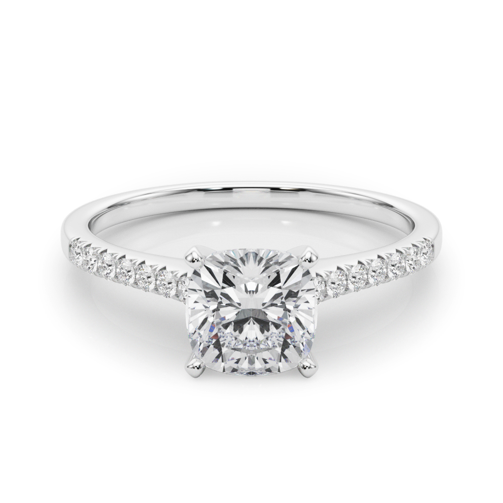 0.2 Ct Lab-Created Diamond Cushion Cut Nahomi  Side Stone Engagement Rings in Silver 925