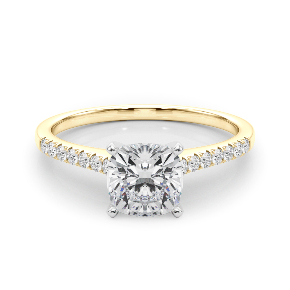 0.2 Ct Lab-Created Diamond Cushion Cut Nahomi  Side Stone Engagement Rings in Silver 925