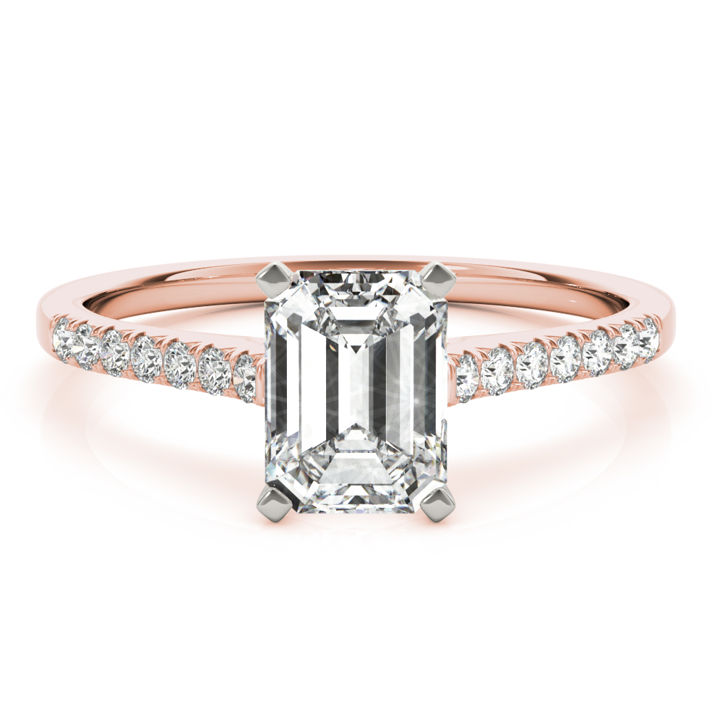 Nahomi Lab Grown Diamond Rose Gold 4 Prong Side Stone Engagement Ring