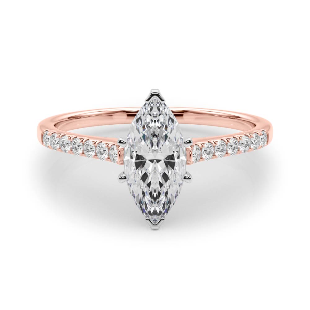0.2 Ct Lab-Created Diamond Marquise Cut Nahomi  Halo Engagement Rings in Silver 925