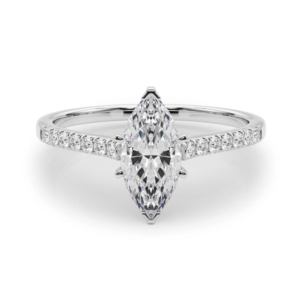 0.2 Ct Lab-Created Diamond Marquise Cut Nahomi  Side Stone Engagement Rings in Silver 925