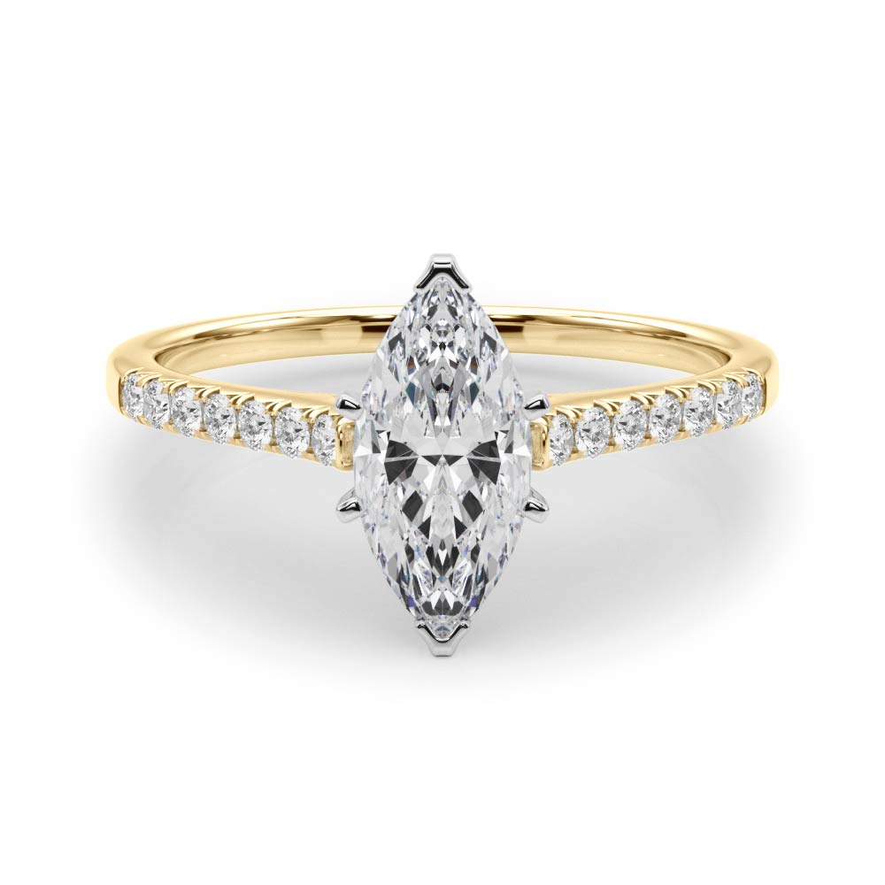 0.2 Ct Lab Grown Diamond Marquise Cut Nahomi  Side Stone Engagement Rings in Silver 925