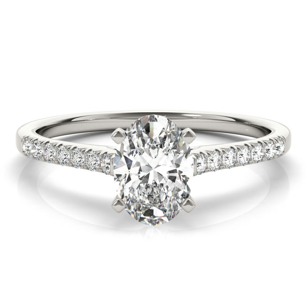 0.2 Ct Lab-Created Diamond Oval Cut Nahomi  Side Stone Engagement Rings in Silver 925