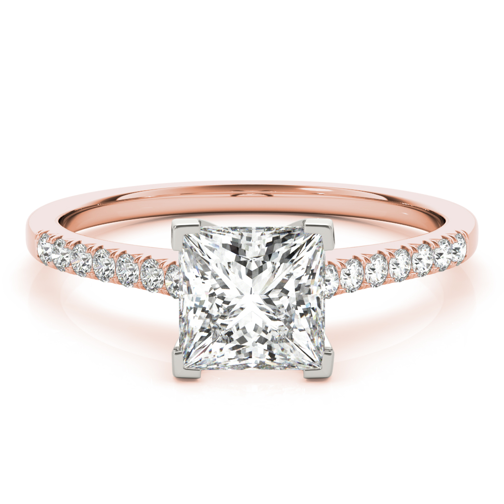 0.2 Ct Lab Grown Diamond Princess Cut Nahomi  Side Stone Engagement Rings in Silver 925