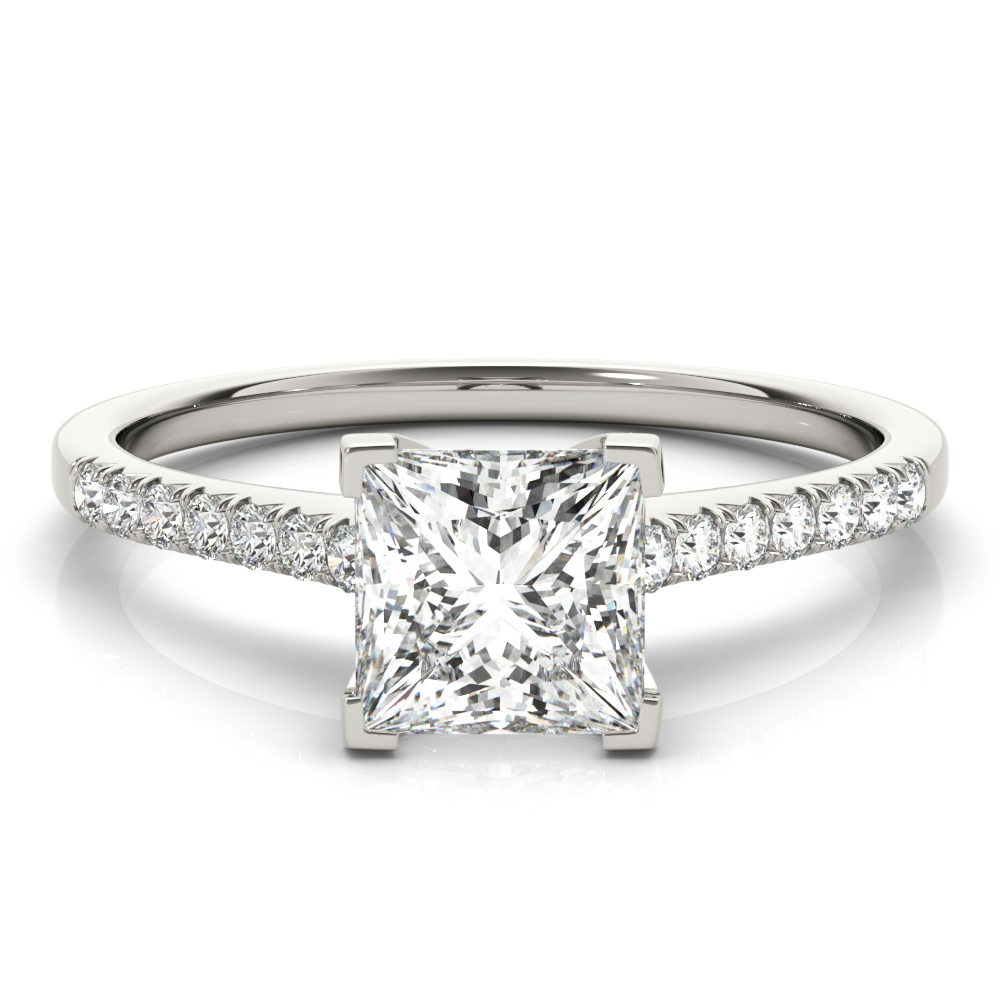 0.2 Ct Lab-Created Diamond Princess Cut Nahomi  Halo Engagement Rings in Silver 925