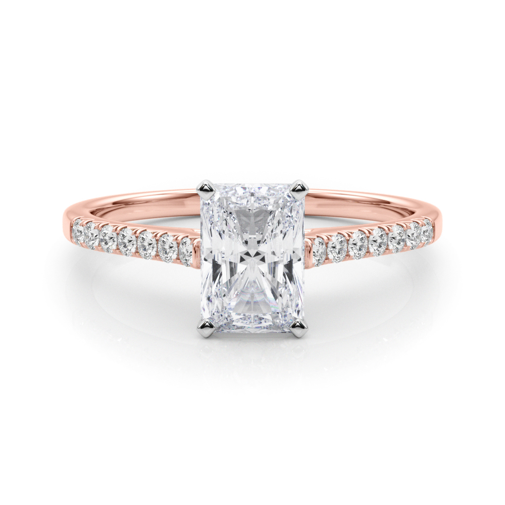 0.2 Ct Lab-Created Diamond Radiant Cut Nahomi  Side Stone Engagement Rings in Silver 925