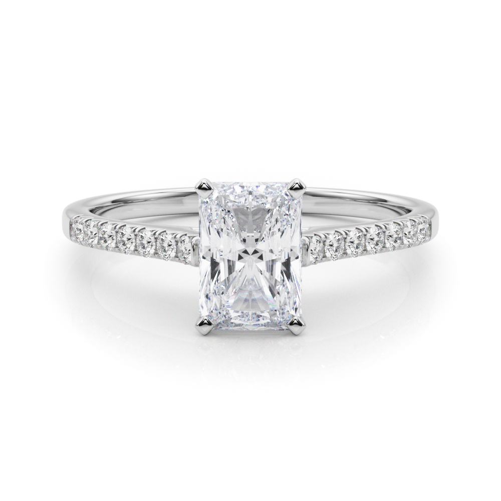 0.2 Ct Lab-Created Diamond Radiant Cut Nahomi  Side Stone Engagement Rings in Silver 925