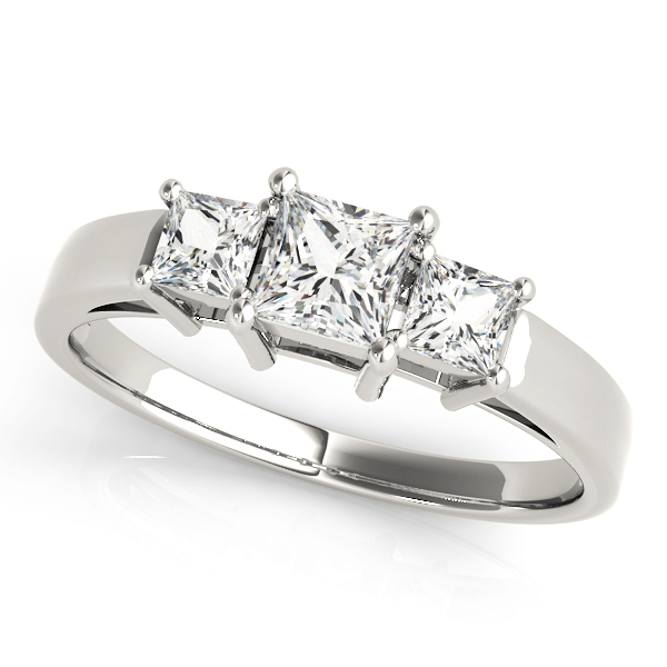 0.2 Ct Natural Diamond Princess Cut Yukiko  Trilogy Engagement Rings in Silver 925