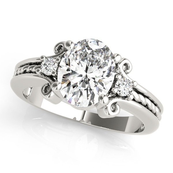 0.2 Ct Lab-Created Diamond Oval Cut Waynette  Trilogy Engagement Rings in Silver 925