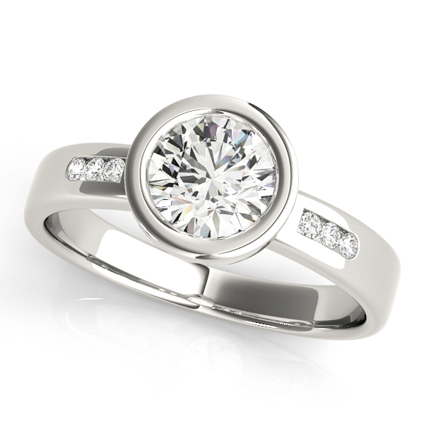 SunshineDiamonds Side Stone Engagement Rings in Silver 925 and 0.10 Carat Natural Diamond