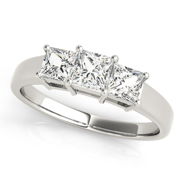0.2 Ct Lab-Created Diamond Princess Cut Velda  Trilogy Engagement Rings in Silver 925