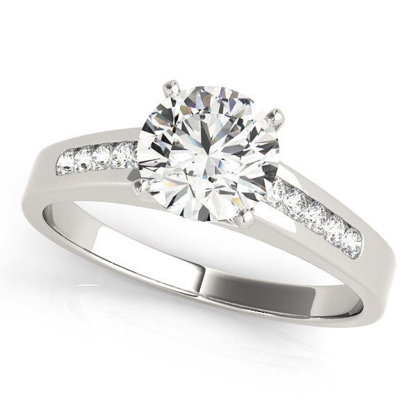 SunshineDiamonds Side Stone Engagement Rings in Silver 925 and 0.10 Carat Natural Diamond