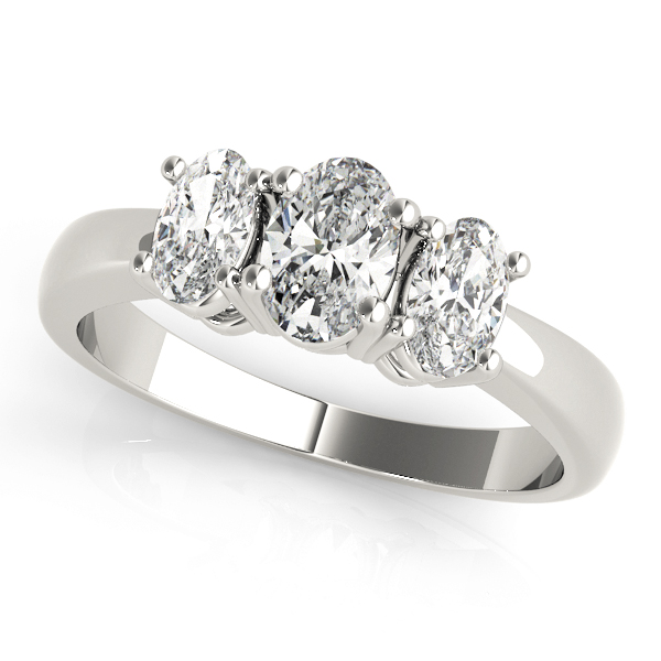 0.2 Ct Natural Diamond Oval Cut Yasmeena  Trilogy Engagement Rings in Silver 925