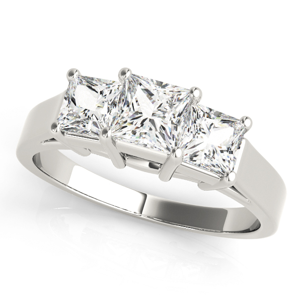 0.2 Ct Natural Diamond Princess Cut Yanelis  Trilogy Engagement Rings in Silver 925