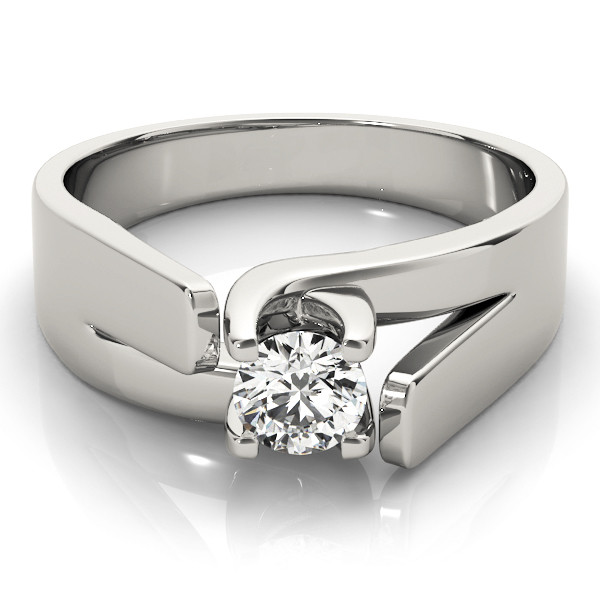 0.1 Ct Lab-Created Round Cut Mercy  Classic Solitaire Engagement Diamond Rings in 14K White Gold