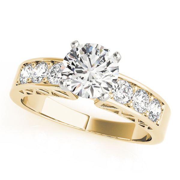 Zeb Natural Diamond Yellow Gold 4 Prong Setting Side Stone Engagement Ring