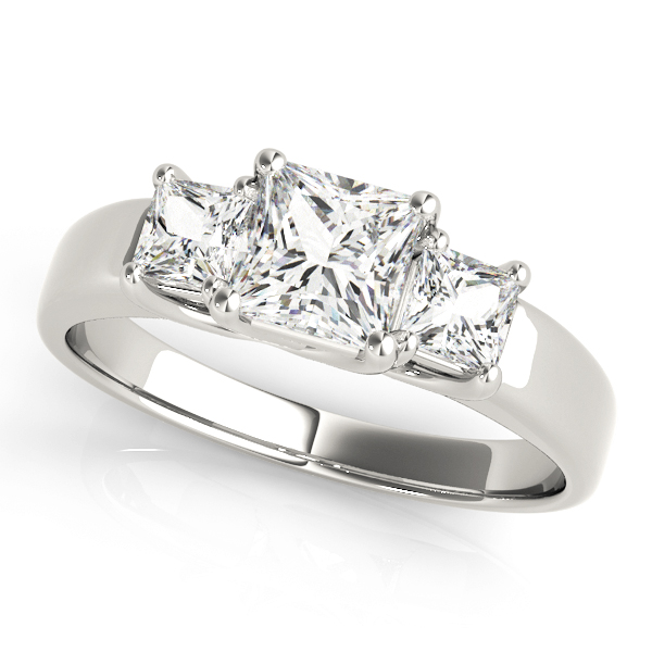 0.2 Ct Lab-Created Diamond Princess Cut Wimberly  Trilogy Engagement Rings in Silver 925