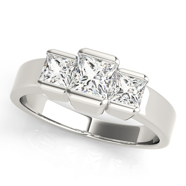 0.2 Ct Lab-Created Diamond Princess Cut Yuna Trilogy Engagement Rings in Silver 925