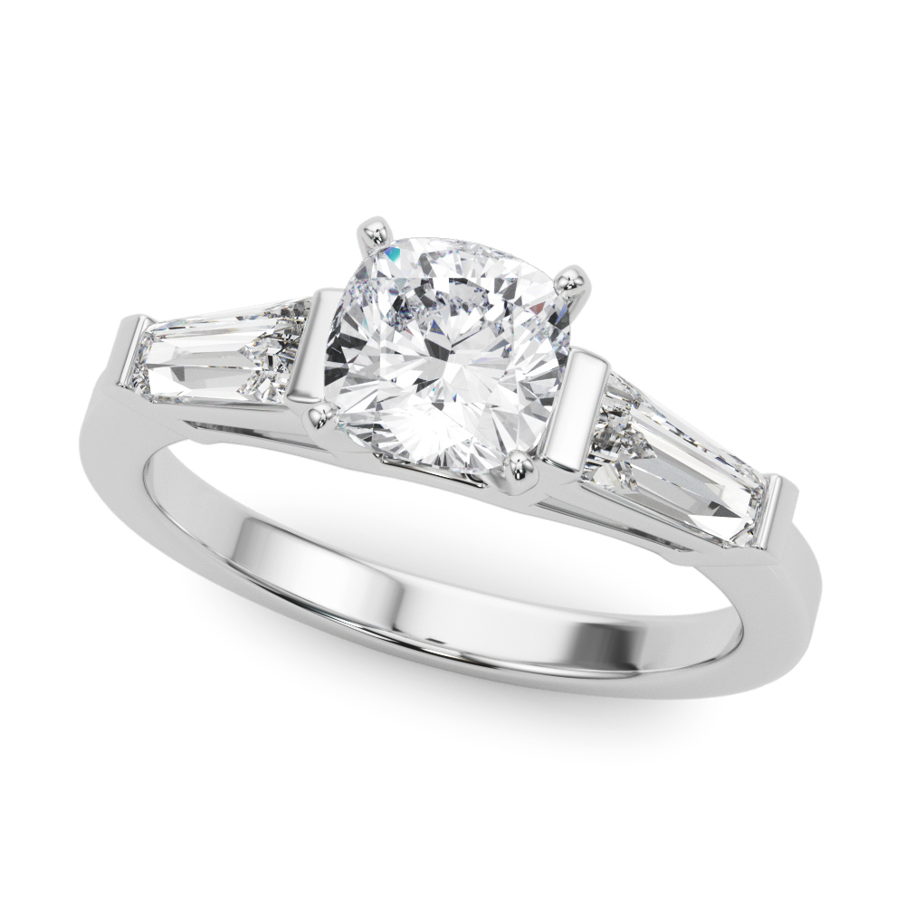 0.2 Ct Lab-Created Diamond Cushion Cut Valora  Trilogy Engagement Rings in Silver 925