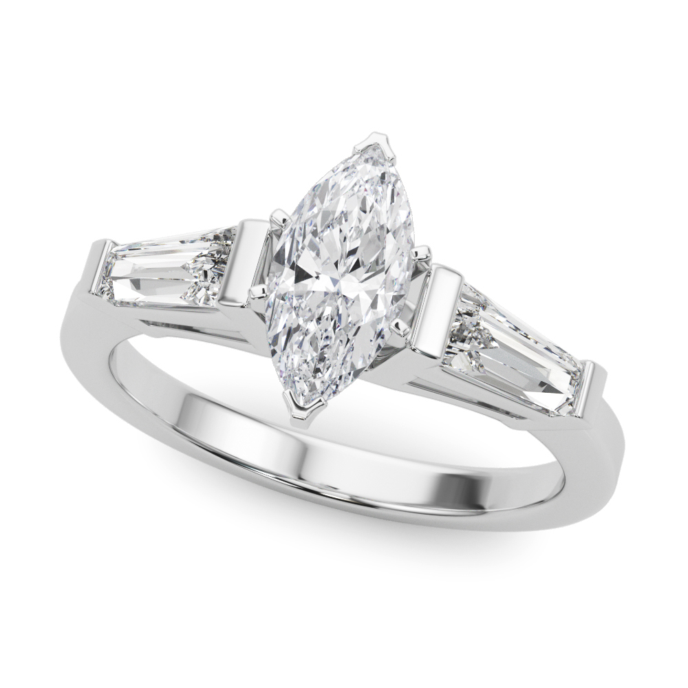 0.2 Ct Lab-Created Diamond Marquise Cut Vesna  Trilogy Engagement Rings in Silver 925