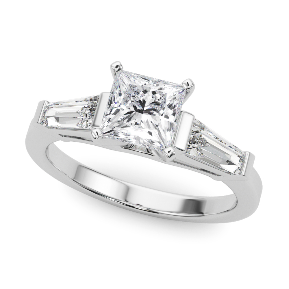 0.2 Ct Lab-Created Diamond Princess Cut Valli  Trilogy Engagement Rings in Silver 925
