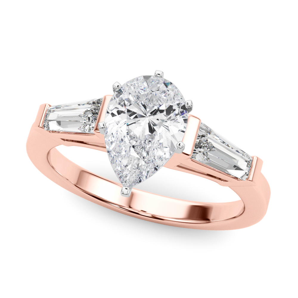 0.2 Ct Lab Grown Diamond Pear Cut Venecia  Trilogy Engagement Rings in Silver 925