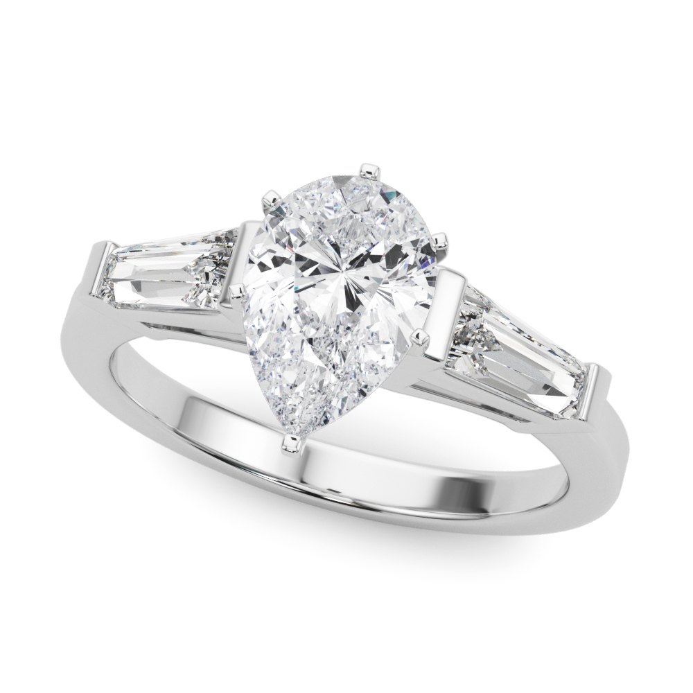 0.2 Ct Lab-Created Diamond Pear Cut Venecia  Trilogy Engagement Rings in Silver 925