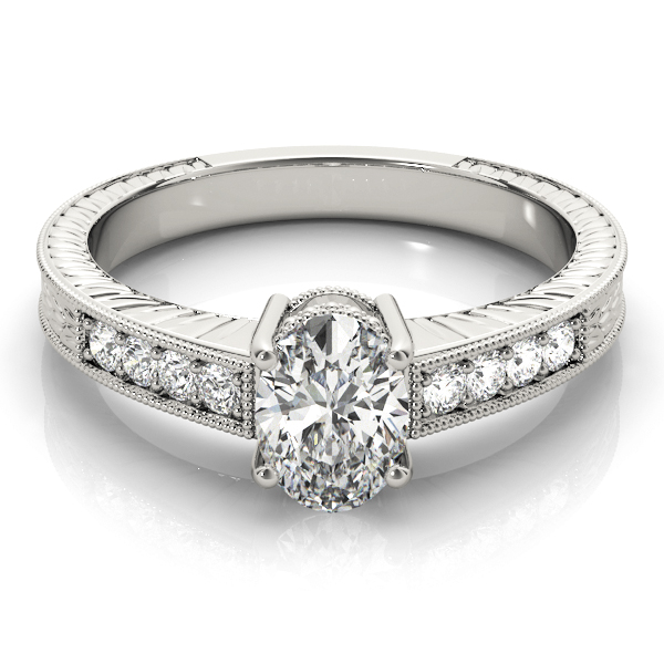 0.2 Ct Lab-Created Diamond Oval Cut Prinsa  Side Stone Engagement Rings in Silver 925