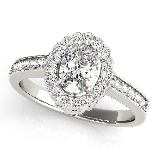 0.2 Ct Natural Oval Cut Kailany Halo Engagement Diamond Rings in Silver 925