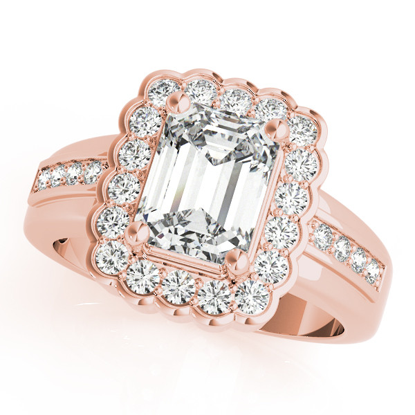 0.2 Ct Natural Emerald Cut Kaira  Halo Diamond Rings in Silver 925