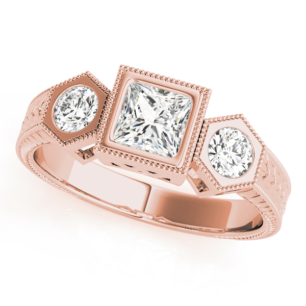 0.2 Ct Lab Grown Diamond Princess Cut Yahia Trilogy Engagement Rings in Silver 925