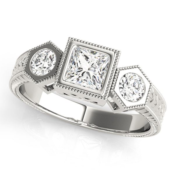 0.2 Ct Lab-Created Diamond Princess Cut Yahia Trilogy Engagement Rings in Silver 925